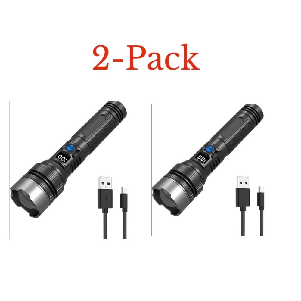 2-Pack Inferright LED Flashlight 500 Lumens Black Rechargeable Home Emergency